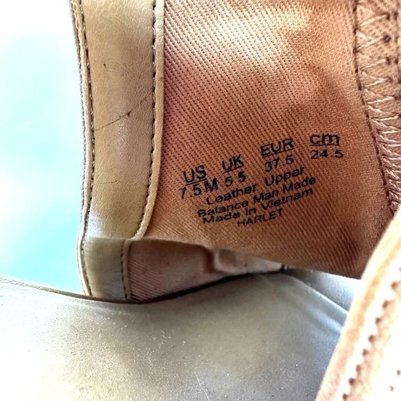 Franco Sarto size 7.5 leather brown chunky heels strap back open toe - Picture 8 of 8